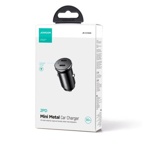 Joyroom JR-CCN06 Car Charger Mini C+C Auto lādētājs 30W / melns (JR-CCN06-BLK)