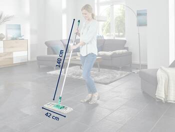 LEIFHEIT Profi Profi micro duo XL Grīdas birste ar alumīnija kātu 42cm (55045)