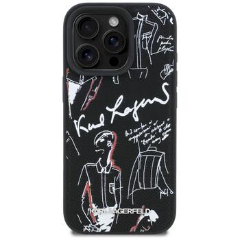 Karl Lagerfeld Grained Pattern & Logo MagSafe Защитный чехол для iPhone 16 Pro Max / чёрный (KLHMP16XPGGRMPK)