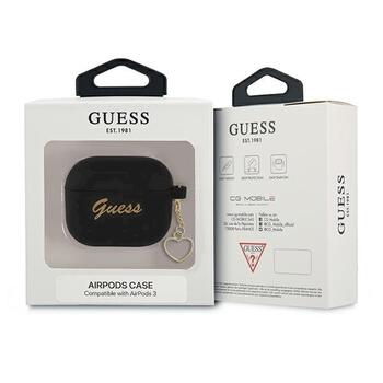 Guess GUA3LSCHSK AirPods 3 cover Защитный чехол для AirPods 3 Silicone Charm Heart Collection / чёрный (GUA3LSCHSK)