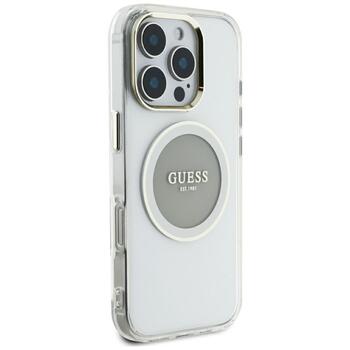 Guess IML Metal Colored Circle Classic Logo MagSafe Case Защитный чехол для iPhone 16 Pro Max / серый (GUHMP16XHTDRCEDG)