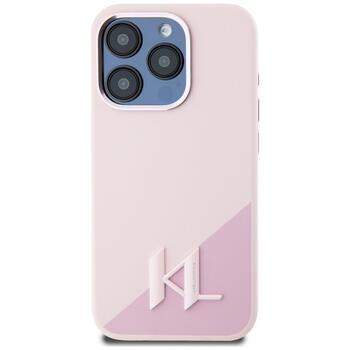 Case Karl Lagerfeld Silicone Shadow Metal Initial MagSafe Aizsargapvalks priekš iPhone 15 Pro / rozā (KLHMP15LSCMKMPCP)