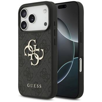 Guess PU 4G Metal Logo Case Aizsargapvalks priekš Apple iPhone 17 Pro (GUHCP17L4GMGGR)