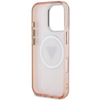 Guess IML Metal Glitter 4G Circle Triangle MagSafe Aizsargapvalks priekš iPhone 16 Pro / rozā (GUHMP16LHG4PRTGP)