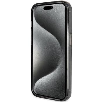 Guess GUHMP15XHRSGSK Hardcase Ring Stand Script Glitter MagSafe Aizsargapvalks priekš iPhone 15 Pro Max 6.7