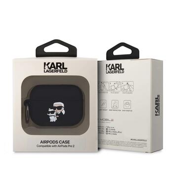 Karl Lagerfeld 3D Logo NFT Karl and Choupette Silicone Case Защитный чехол для AirPods Pro 2 / чёрный (KLAP2RUNKC)