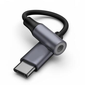 RoGer USB-C uz AUX 3,5mm Digitālais audio adapteris priekš tālruņiem Samsung, Google, OnePlus(DAC 24 bit 48KHz) (RO-USBCDAC-GR)