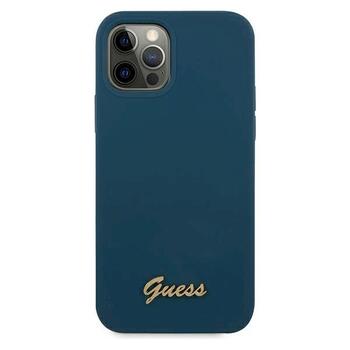 Guess GUHCP12LLSLMGBL Metal Logo Script Aizsargapvalks priekš iPhone 12 Pro Max 6,7