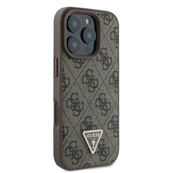 Guess Leather 4G Triangle Strass Защитный Чехол для Apple iPhone 16 Pro Max (GUHCP16XP4TDPW)