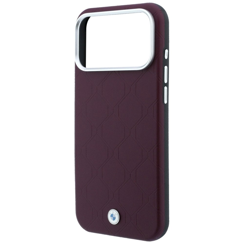 BMW Sign Deboss Quilted Metal Logo MagSafe Case Aizsargapvalks priekš iPhone 18 Pro / 17 Pro / bordo (BMHMP18L26SWOSPR)