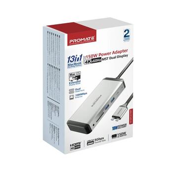 PROMATE VersaHub-MST 13-in-1 Dual USB-C Multimedia Hub / Dual 4K HDMI / USB3.0 / 150W (VERSAHUBMST)