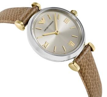 Emporio Armani AR11770 Sieviešu Pulkstenis 28mm Champagne Dial Brown Leather Strap (4064092376586)
