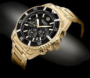 Giewont Chronograph Sapphire Vīriešu rokas pulkstenis / zelta/melns (GW3970-B7)