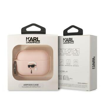 Karl Lagerfeld KLAP2RUNIKP Защитный чехол для AirPods Pro 2(2022/2023) Silicone Karl Head 3D / розовый (KLAP2RUNIKP)
