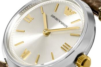 Emporio Armani AR11770 Sieviešu Pulkstenis 28mm Champagne Dial Brown Leather Strap (4064092376586)