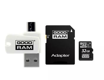 Goodram MicroSD class 10 UHS I 32GB Карта памяти + Картридер (M1A4-0320R12)