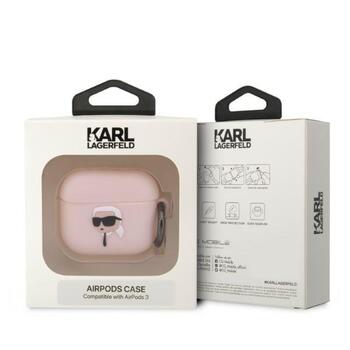 Karl Lagerfeld KLA3RUNIKP Aizsargapvalks priekš AirPods 3 Silicone Karl Head 3D / rozā (KLA3RUNIKP)