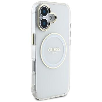 Case Guess IML Metal Colored Circle Classic Logo MagSafe Защитный чехол для iPhone 16 / белый (GUHMP16SHTDRCEDH)