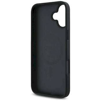 Case Guess Grained Hot Stamp Peony Triangle Logo MagSafe Защитный чехол для iPhone 16 / чёрный (GUHMP16SPGBTMK)