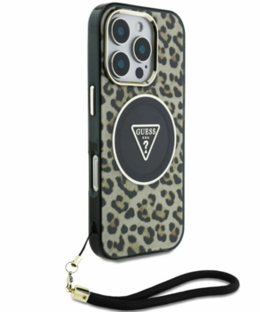 Guess HC IML Leopard Triangle Cord Strap Case Защитный чехол для Apple iPhone 16 Pro (GUHMP16SHLORSSW)