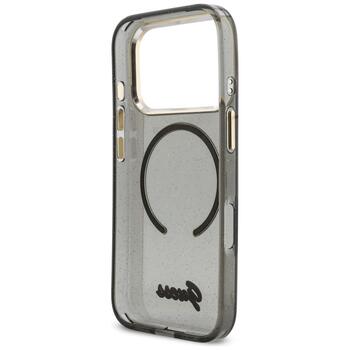 Guess IML Glitters Script Strap MagSafe Защитный чехол для iPhone 17 Pro / чёрный (GUHMP17L5HTGSMSK)