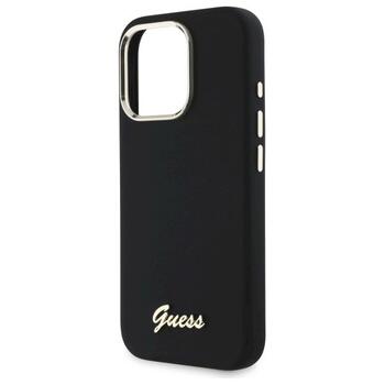 Guess GUHCP16XSMBSLK Silicone Script Metal Logo & Frame Защитный чехол для iPhone 16 Pro Max 6.9