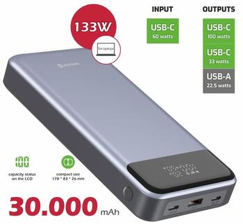 Swissten Power Bank 133W Внешний аккумулятор30 000 mAh (22013917)