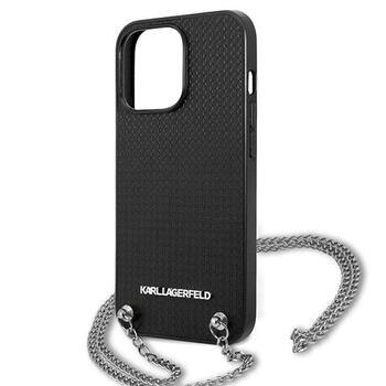 Karl Lagerfeld KLHCP13LPMK Leather Textured and Chain Aizsargapvalks priekš iPhone 13 Pro / 13 6,1