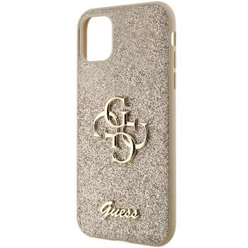 Guess GUHCN61HG4SGD Glitter Script Big 4G Aizsargapvalks priekš iPhone 11/Xr 6.1