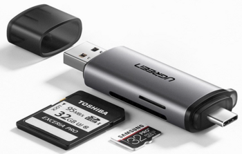 Ugreen CM185 USB-C + USB 3.0 SD/MicroSD Кардридер (50706)