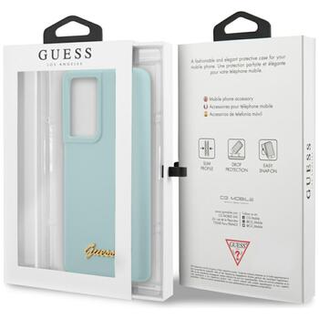 Guess GUHCS21LLSLMGLB Silicone Script Metal Logo Защитный чехол для Samsung Galaxy S21 Ultra G998 / синий (GUHCS21LLSLMGLB)