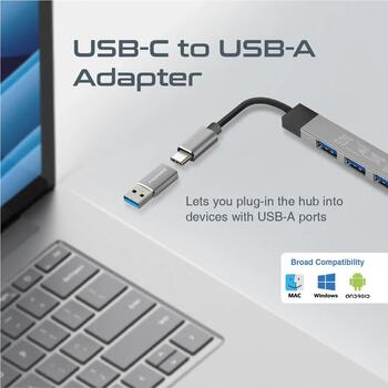 Promate LiteHub-4 USB-C Hub 3xUSB2.0 + USB3.0 (LITEHUB4GR)