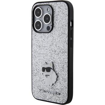 Karl Lagerfeld Fixed Glitter Choupette Logo Metal Pin Защитный Чехол для Apple iPhone 15 Pro Max (KLHCP15XGCNPSG)