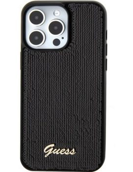 Guess HC Sequin Script Metal Case Защитный Чехол для Apple iPhone 15 Pro Max (GUHCP15XPSFDGSK)