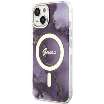 Guess GUHMP14SHTMRSU Golden Marble MagSafe Aizsargapvalks priekš iPhone 14 / 15 / 13 6.1