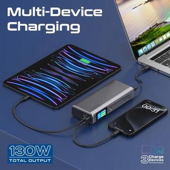 Promate Titan-130 Переносная зарядная батарея 130W / 20000mAh / USB-C PD / QC3.0 (TITAN130)