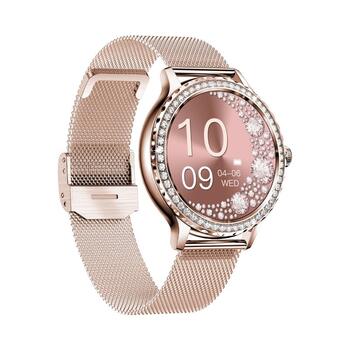 VELTORI Smartwatch VT320-1 Смарт-часы с золотым браслетом + розовым силиконовым ремешком / золотой (VT320-1)
