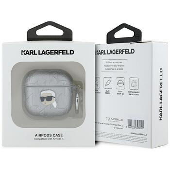 Karl Lagerfeld Monogram Karl Head Case Защитный чехол для AirPods 4 / серебристый (KLA4PGKIPS)