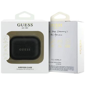 Case Guess Grained Classic Logo Hook Беспроводные наушники для AirPods Pro 3 / чёрный (GUAP3PGUGMK)
