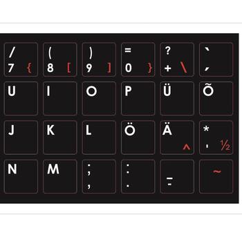 Mocco Наклейки для Клавиатуры ENG / EE С Водостойким Ламинатом Черные / Красные (MC-KS-EE-ENG-R)