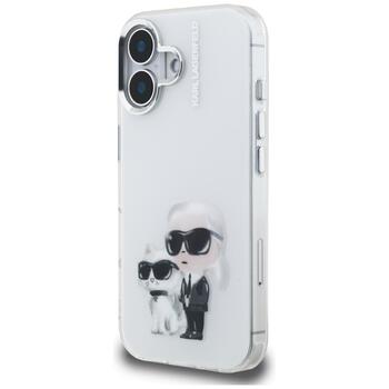 Karl Lagerfeld IML Aquarelle Karl & Choupette & Logo Aizsargapvalks priekš iPhone 16 / balts (KLHCP16SHMKCAQH)