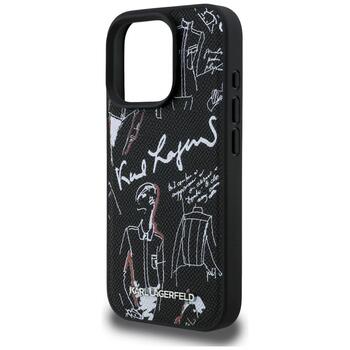 Karl Lagerfeld Grained Pattern & Logo MagSafe Case Защитный чехол для iPhone 16 Pro / чёрный (KLHMP16LPGGRMPK)