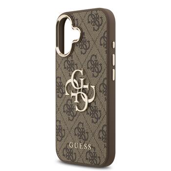 Guess PU Leather 4G Metal Logo Gold Frame Case Защитный чехол для iPhone 17 / коричневый (GUHCP17S4GMGCBR)