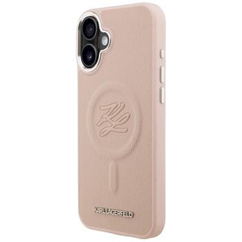 Case Karl Lagerfeld Initial & Metal Logo MagSafe Защитный чехол для iPhone 16 Plus / розовый (KLHMP16MPGFKLRDP)