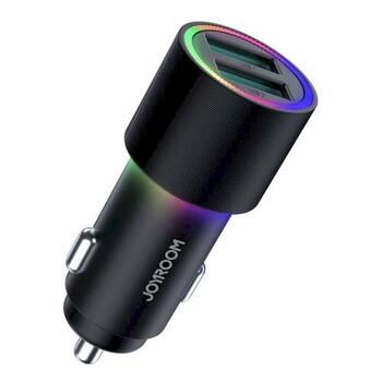 Joyroom JR-CL10 Car Charger U+U Auto lādētājs 24W LED Light / melns (JR-CL10-BLK)