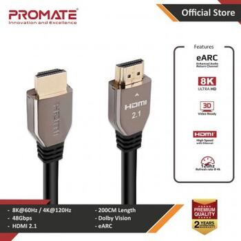 Promate PROLINK8K-200 Ultra HD / 8K HDR HDMI Kabelis 2m Zeltains (CABPROLINK8K200)
