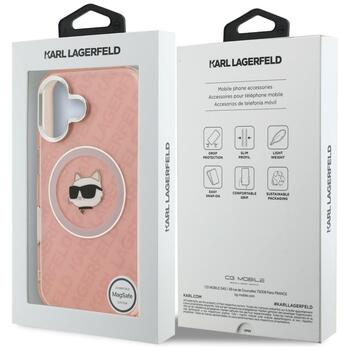 Karl Lagerfeld IML Choupette Head Logo MagSafe Защитный чехол для iPhone 16 / розовый (KLHMP16SHMKBCHP)
