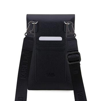 Karl Lagerfeld Saffiano Metal Logo NFT Кошелек-сумка для телефона / чёрный (KLWBSAKCPMK)