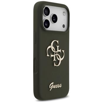 Guess Silicone Big 4G Script case Aizsargapvalks priekš iPhone 17 Pro / haki (GUHCP17LSC4GSMA)