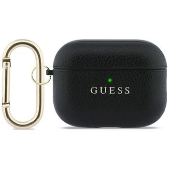 Case Guess Grained Classic Logo Hook Беспроводные наушники для AirPods Pro 3 / чёрный (GUAP3PGUGMK)